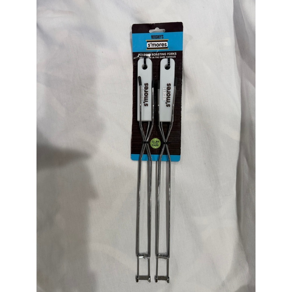 Hershey's S'mores Folding Roasting Forks 2 Pack Glow in the Dark Handles - Picture 2 of 4